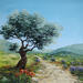 Painting Partir sur ce sentier bucolique by Blandin Magali | Painting Figurative Landscapes Oil