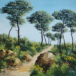 Painting Au delà des pins by Blandin Magali | Painting