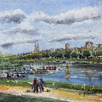 Painting Angers quais  promenade by Hoffmann Elisabeth | Painting