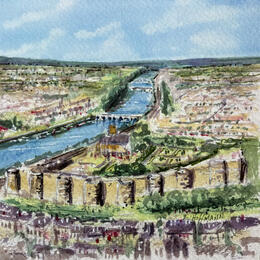 Painting Angers Château panorama  by Hoffmann Elisabeth | Painting