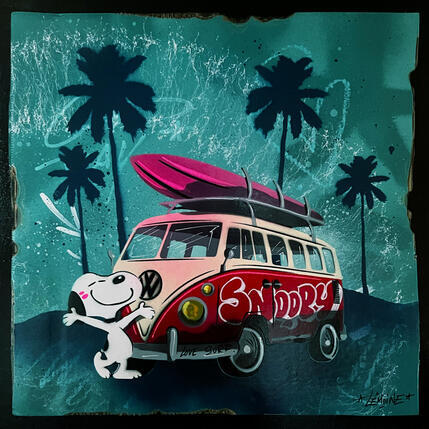 Painting Snoopy Caraibes by Lemoine Mael | Painting Pop-art Acrylic, Graffiti Pop icons