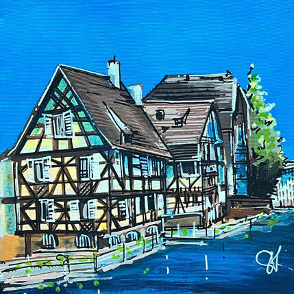 Painting Reflets sur la petite France a Strasbourg by Touras Sophie-Kim | Painting Realism Oil Architecture, Landscapes, Urban