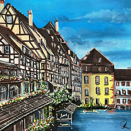 Painting Se balader sur le pont Saint-Martin à Strasbourg by Touras Sophie-Kim | Painting Realism Oil Still-life