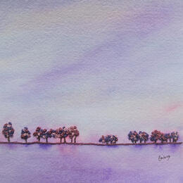 Painting Silhouettes in distance by Vazquez Laila | Painting