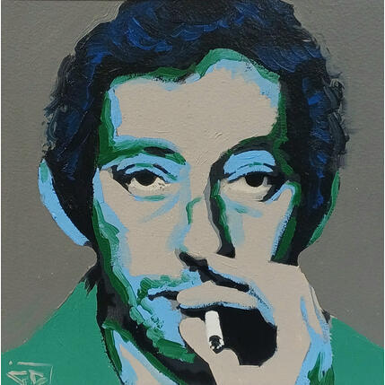 Painting Serge Gainsbourg fond gris by G.C.Popartist | Painting Pop-art Acrylic, Gluing, Graffiti Pop icons