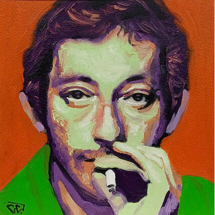 Pintura Serge Gainsbourg fond rouge por G.C.Popartist | Pintura  Iconos pop