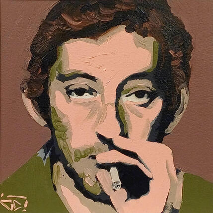 Pintura Serge Gainsbourg fond marron por G.C.Popartist | Pintura  Iconos pop