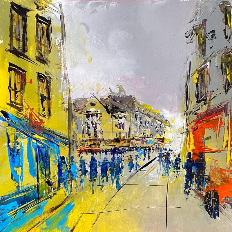 Peinture Foule sentimentale par Raffin Christian | Tableau Figuratif Urbain Huile