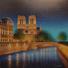 Painting Notre-Dame en lumière by Dessapt Alan | Painting Figurative Acrylic, Oil Urban