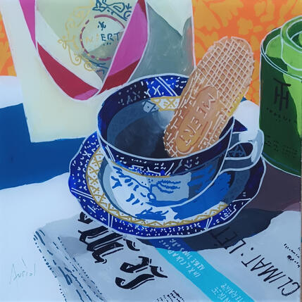 Peinture Hubert ne pensait pas prendre le thé par Auriol Philippe | Tableau Figuratif Acrylique, Plexiglas, Posca Natures mortes