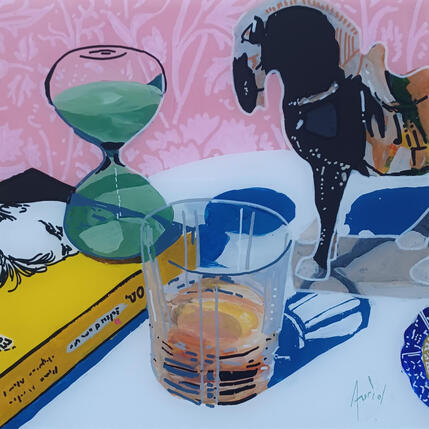 Peinture Le temps filait pour Gengis par Auriol Philippe | Tableau Figuratif Acrylique, Plexiglas, Posca Natures mortes