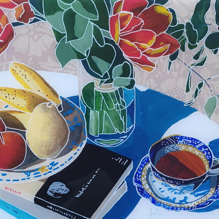 Painting Andy s'interrogeait sur le dessert by Auriol Philippe | Painting Figurative Acrylic, Plexiglass, Posca Still-life