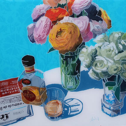 Gemälde Mais quelles étaient ses fleurs préférées  von Auriol Philippe | Gemälde Figurativ Acryl, Plexiglas, Posca Stillleben