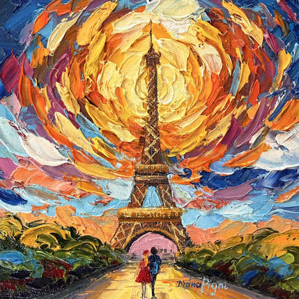 Peinture Paris Under a Golden Sky par Pigni Diana | Tableau