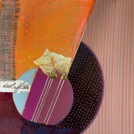 Peinture Rythmes et sons par Lau Blou | Tableau Abstrait Acrylique, Carton, Collage, Feuille d'or, Pastel Minimaliste