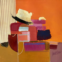 Pintura ST26-0482 por Lau Blou | Pintura Abstracto Acrílico, Cartón, Collage, Hoja de oro, Pastel Minimalista