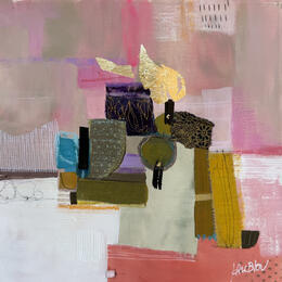 Painting Cachettes japonaises-1 by Lau Blou | Painting Abstract Acrylic, Cardboard, Gluing, Gold leaf, Pastel Minimalist, Pop icons