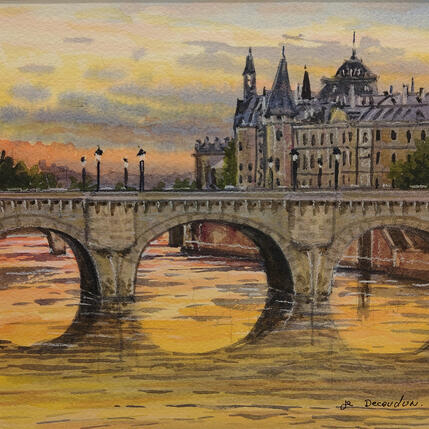 Gemälde La Conciergerie et le Pont Neuf von Decoudun Jean charles | Gemälde