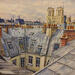 Gemälde Les toits et Notre-Dame von Decoudun Jean charles | Gemälde Figurativ Urban Aquarell
