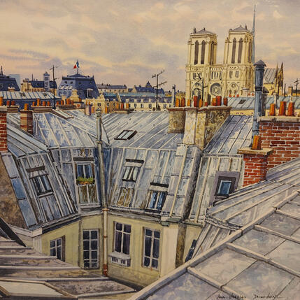 Gemälde Les toits et Notre-Dame von Decoudun Jean charles | Gemälde