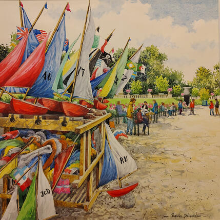 Gemälde Les bateaux de Sandrine au Luxembourg von Decoudun Jean charles | Gemälde