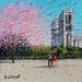 Painting Cerisier de Notre-Dame by Dessapt Elika | Painting Impressionism Acrylic Sand