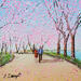 Painting Les cerisiers japonais by Dessapt Elika | Painting Impressionism Acrylic Sand