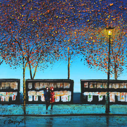 Painting Les nocturnes des bouquinistes by Dessapt Elika | Painting