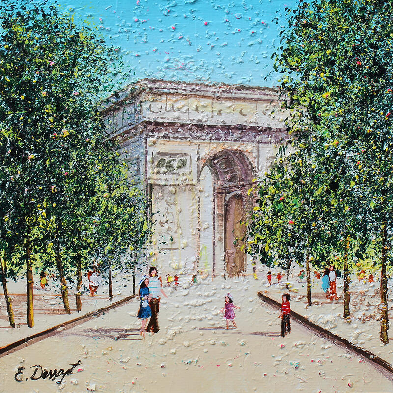 Painting Petit arc de triomphe by Dessapt Elika | Painting Impressionism Acrylic Sand