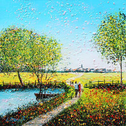 Painting Allons au village by Dessapt Elika | Painting