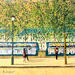 Painting Coucher de soleil sur Paris by Dessapt Elika | Painting Impressionism Acrylic Sand