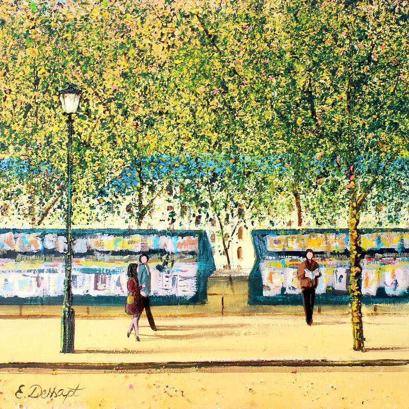 Painting Coucher de soleil sur Paris by Dessapt Elika | Painting Impressionism Acrylic Sand