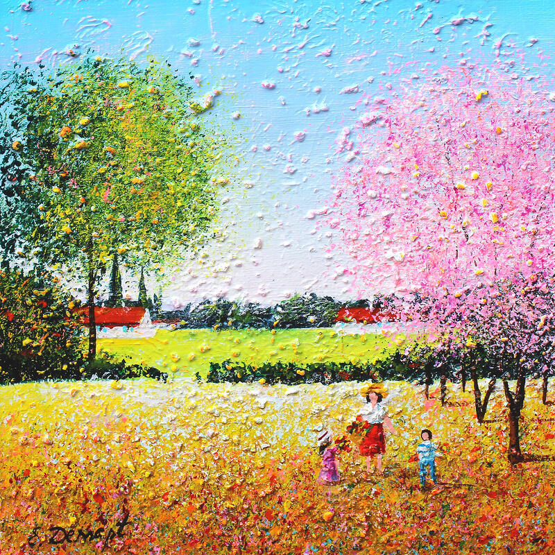 Painting Souvenir avec maman by Dessapt Elika | Painting Impressionism Acrylic Sand