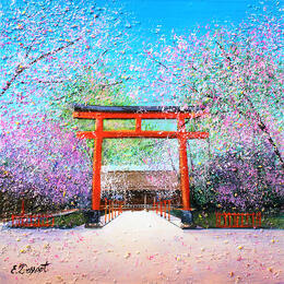 Painting Le torii rouge by Dessapt Elika | Painting