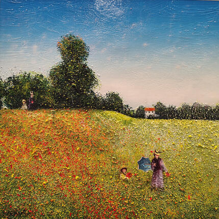 Painting Hommage aux coquelicots de Monet by Dessapt Elika | Painting Impressionism Acrylic, Sand
