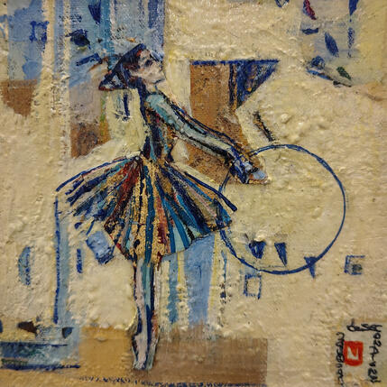 Painting La petite aux chaussons bleus by Machi | Painting Figurative Oil