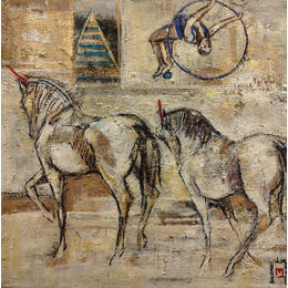 Painting Le grand exploit by Machi | Painting Figurative Oil