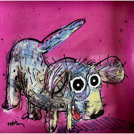 Painting Ready for a Walk by Maury Hervé | Painting Raw art Acrylic, Ink Animals