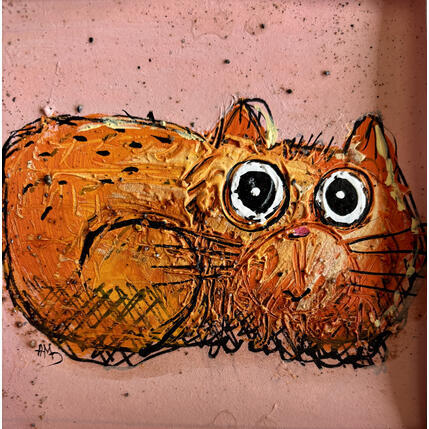 Painting Orange Cat by Maury Hervé | Painting Raw art Acrylic, Ink Animals