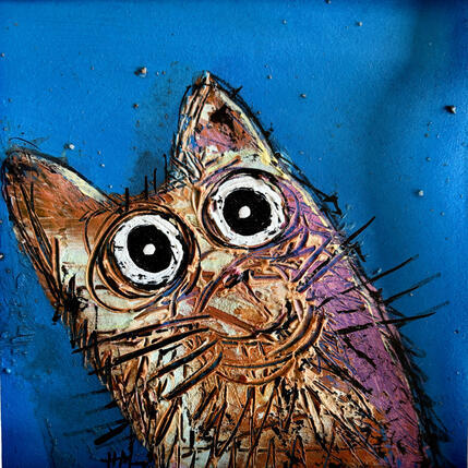 Painting Looking at a Bird by Maury Hervé | Painting Raw art Acrylic, Ink Animals