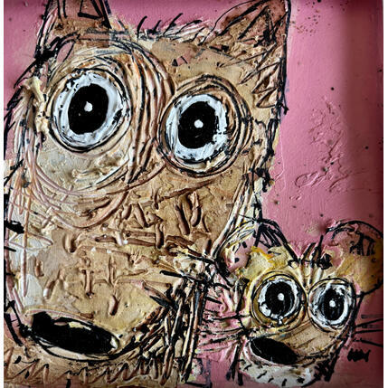 Painting two, Friends by Maury Hervé | Painting Raw art Acrylic, Ink Animals