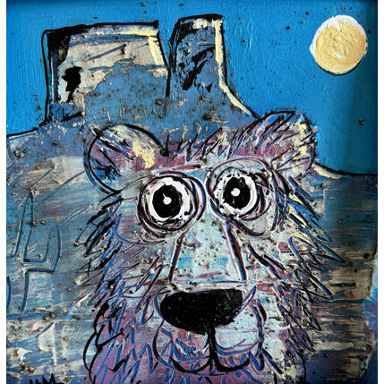 Painting @Night, In the Rocky by Maury Hervé | Painting Raw art Acrylic, Ink Animals