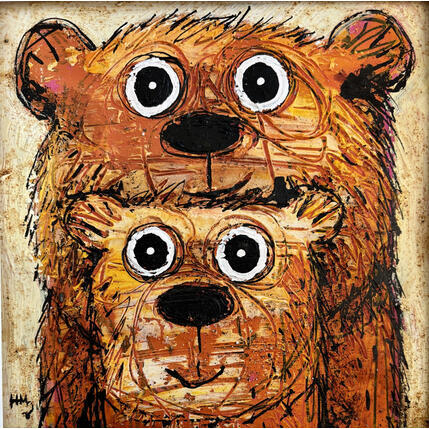 Painting With Mom by Maury Hervé | Painting Raw art Acrylic, Ink Animals, Pop icons
