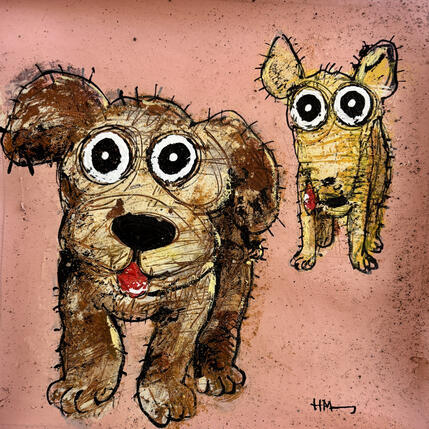 Painting In The Square by Maury Hervé | Painting Raw art Acrylic, Ink Animals, Pop icons