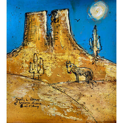 Painting Yellow, coyote by Maury Hervé | Painting Raw art Acrylic, Ink Animals, Pop icons