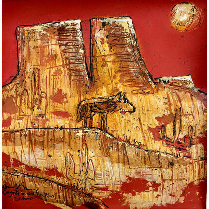 Painting Red Coyote by Maury Hervé | Painting Raw art Acrylic, Ink Animals, Pop icons