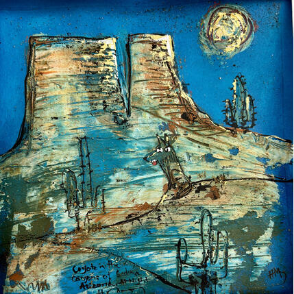 Painting Blue coyote by Maury Hervé | Painting Raw art Acrylic, Ink Animals, Pop icons