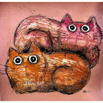Painting Siesta by Maury Hervé | Painting Raw art Acrylic, Ink Animals
