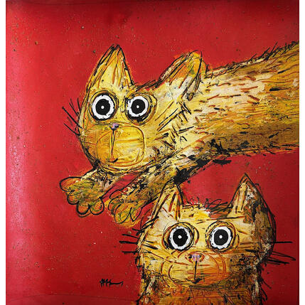 Painting Excited by Maury Hervé | Painting Raw art Acrylic, Ink Animals