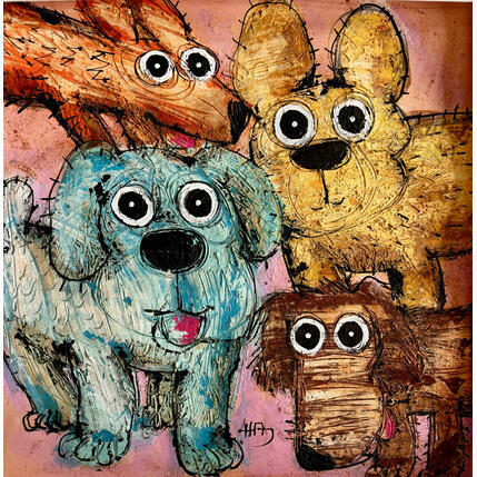 Painting All Friends by Maury Hervé | Painting Raw art Acrylic, Ink Animals